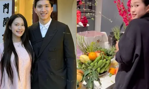 Còn ai đảm đang hơn Doãn Hải My, Văn Hậu tự hào khoe vợ cặm cụi bày mâm ngũ quả Tết trong căn biệt thự