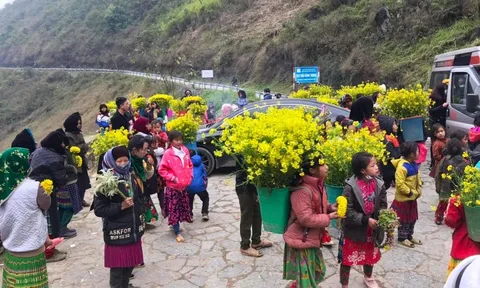 Cấm trẻ em địu hoa, xin tiền du khách tại con dốc nổi tiếng Hà Giang