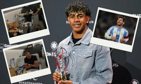 "Thần đồng" Lamine Yamal gây sốt khi ăn gà rán trên chuyên cơ riêng hậu giành "Oscar thể thao", tuyên bố Messi vĩ đại nhất