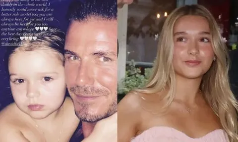 Bức ảnh hiếm của David Beckham và con gái Harper ở bể bơi gây chú ý