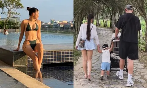 Văn Lâm đưa vợ con đi du lịch, Yến Xuân khoe dáng nuột nà, chuẩn nàng WAG sexy nhất làng bóng Việt