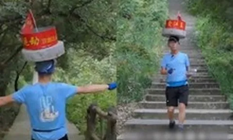 Kỳ nhân Trung Quốc đội cối đá leo núi luyện thiết đầu công