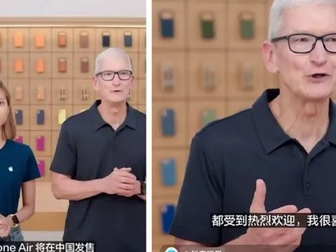 CEO Tim Cook bất ngờ tham gia livestream bán iPhone Air ở Trung Quốc