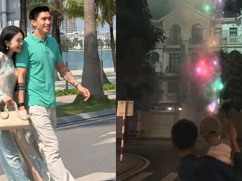 Doãn Hải My bế con ngắm pháo hoa ở khu biệt thự bạc tỷ, một câu nói của bà ngoại về Văn Hậu cực viral