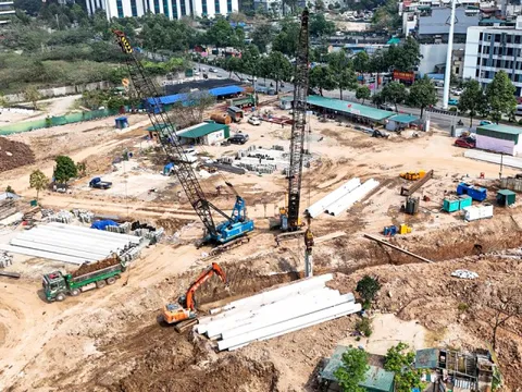 Toàn cảnh công trường đào hồ 12ha chống ngập phía Tây Hà Nội