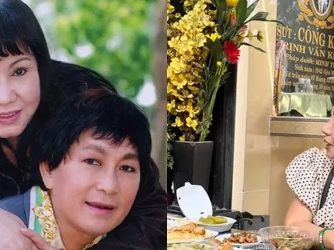 Vợ Hoàng tử sân khấu Minh Phụng từ Mỹ về ngồi bên mộ chồng