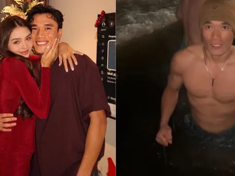 Thót tim cảnh Bùi Tiến Dũng cởi trần lộ body 6 múi nhảy xuống sông băng giữa cái lạnh -6 độ C