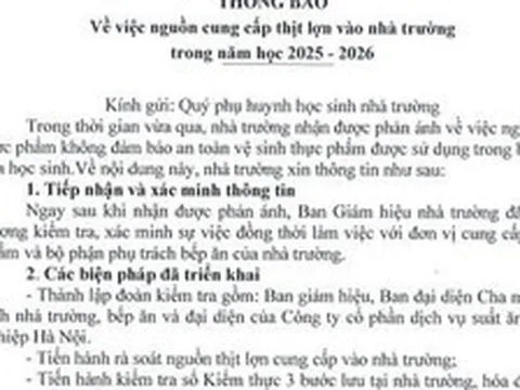 Phụ huynh cắt cơm bán trú sau vụ 300 tấn thịt lợn bệnh được đưa vào trường học