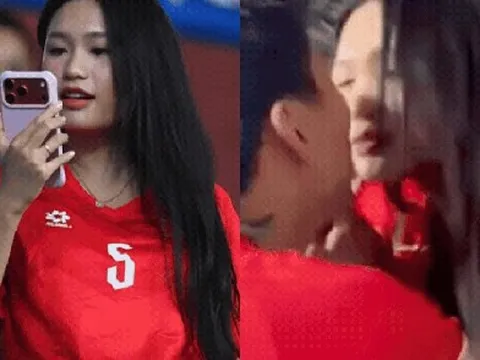 Cam thường soi cận nhan sắc thật của Doãn Hải My khi được Văn Hậu hôn ngay trên SVĐ, liệu có khác ảnh trên mạng?