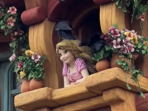 Quạ mổ tới tấp mô hình công chúa tóc mây ở Disney Nhật Bản