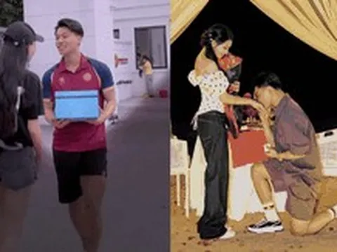 Tuyển thủ Văn Thanh "đứng sững" khi bạn gái xinh đẹp bất ngờ "đánh úp" tại đại bản doanh CLB, khoá môi cực ngọt