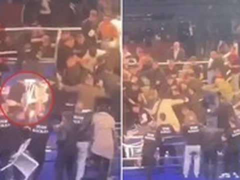 Võ sĩ vừa thắng trận đã bị ném thẳng cái ghế vào người, đấm đá túi bụi, cả võ đài hỗn loạn như trận chiến