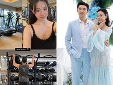 Midu khoe mặt mộc không tì vết khi check in tại phòng gym cùng chồng thiếu gia