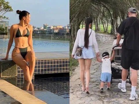 Văn Lâm đưa vợ con đi du lịch, Yến Xuân khoe dáng nuột nà, chuẩn nàng WAG sexy nhất làng bóng Việt