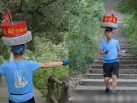 Kỳ nhân Trung Quốc đội cối đá leo núi luyện thiết đầu công