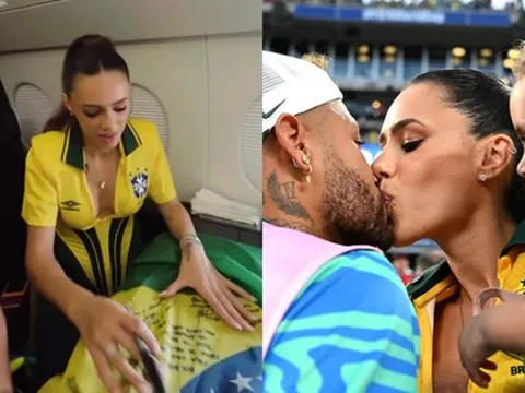 Bạn gái Neymar gây choáng khi ngồi chuyên cơ triệu đô đến World Cup: Vóc dáng mẹ 2 con nóng bỏng chiếm trọn "spotlight"