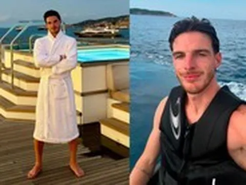 Declan Rice đi trực thăng, tận hưởng kỳ nghỉ trên du thuyền triệu đô trước thềm tranh Siêu cúp Anh